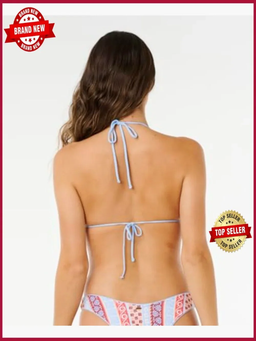 Women's Tri Bikini Swimsuit Top Recycled Polyester Adjustable Straps Tie-Front - Picture 3 of 3